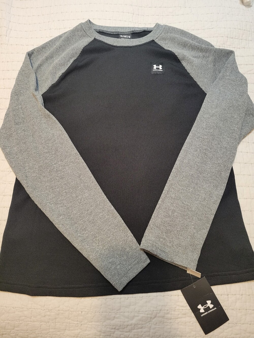 Under Armour Boy’s Black Crewneck with Gray Raglan Sleeves